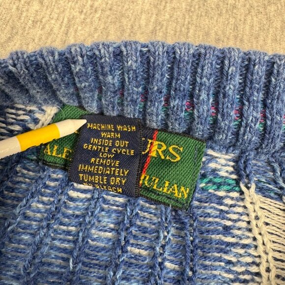 Vtg Colours by Alexander Julian 3D Square Mens XL Cable Knit Sweater Biggie USA - Picture 12 of 12